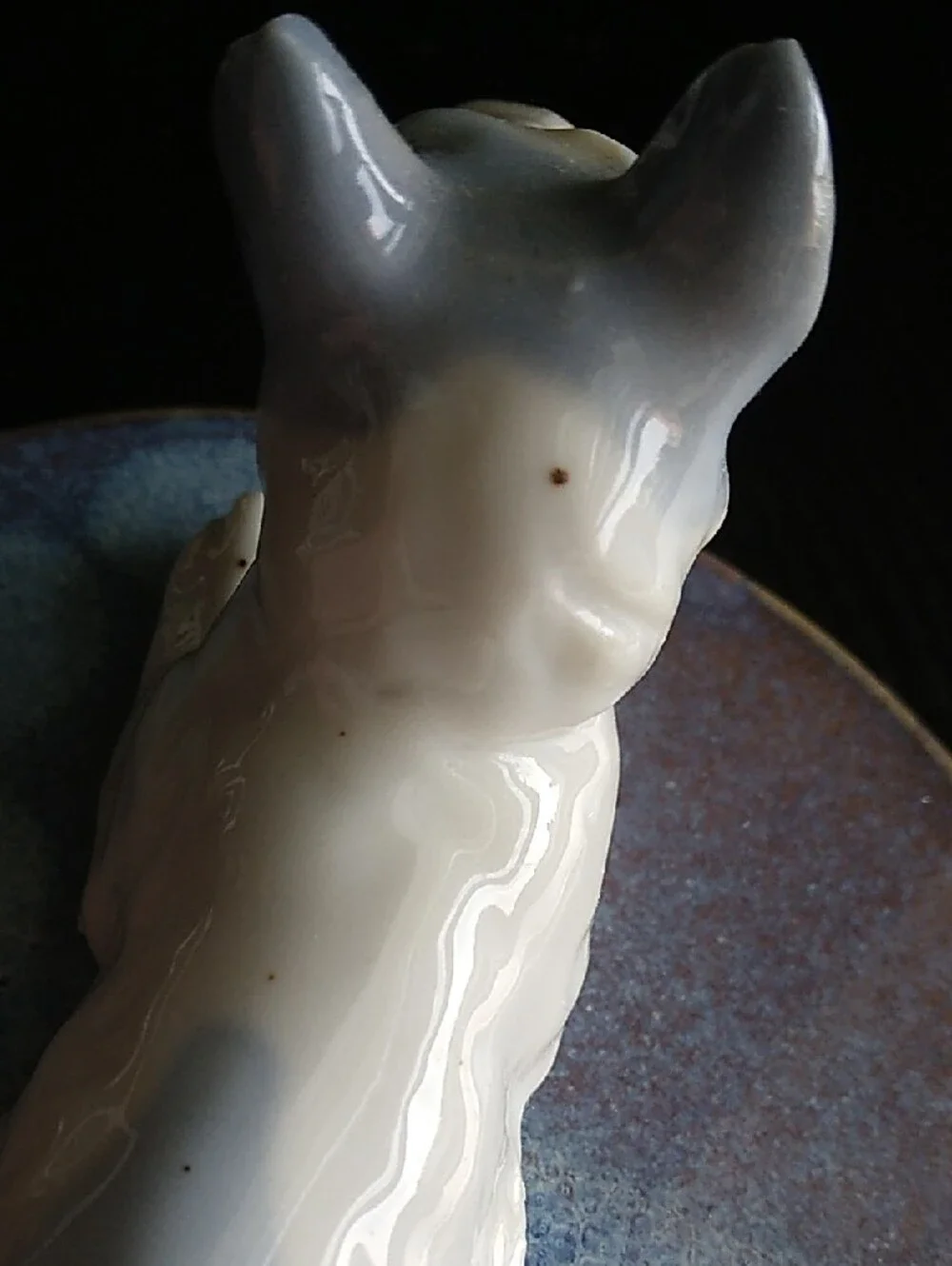 Vintage White and Blue Ceramic Scottie Dog Figurine